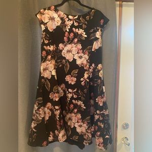 Cleo Black Dress with Pink Flowers